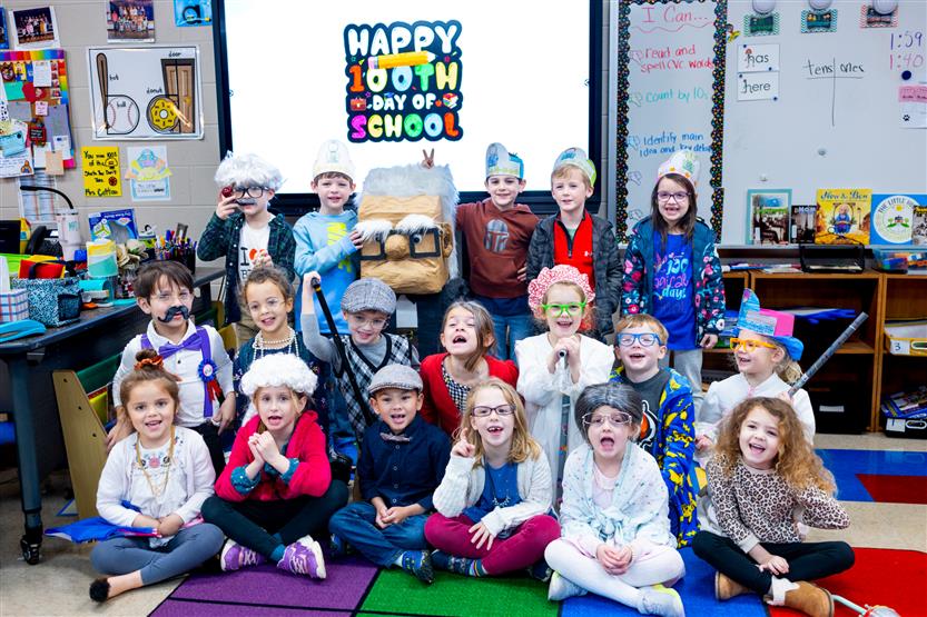 Students celebrate the 100th day of school